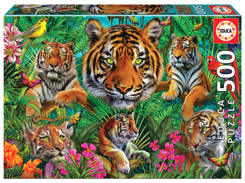 Puzzle 500 el. Tygrysy w dżungli