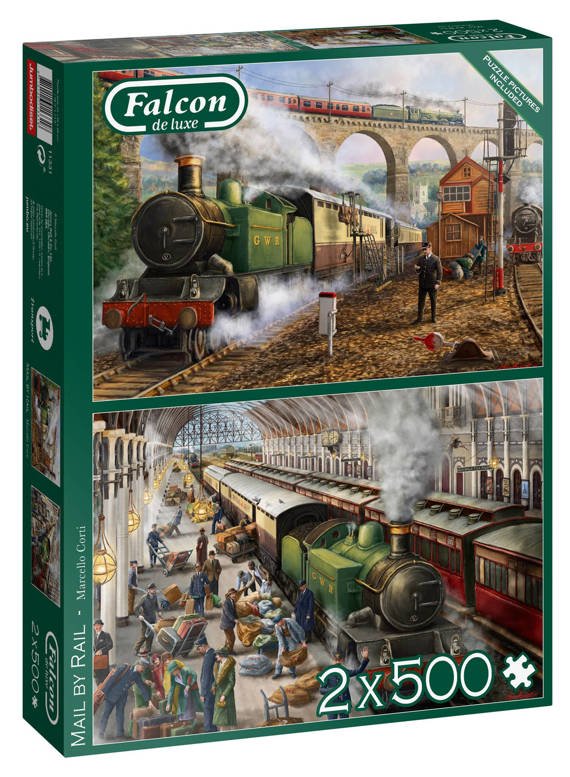 Puzzle 2 x 500 el FALCON Kolejowy przewóz poczty sklep GryPlanszowe