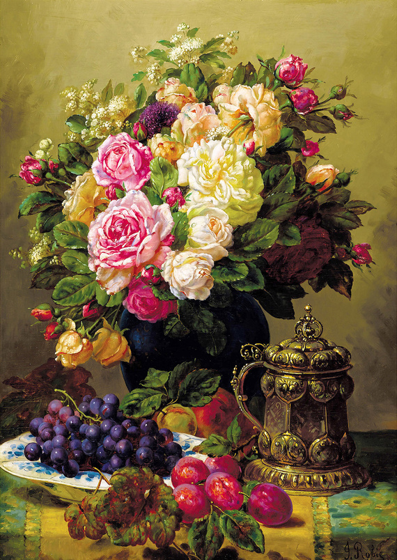 Puzzle 1000 el. Martwa natura z różami, Jean-Baptiste Robie