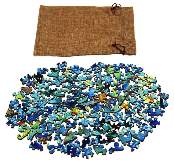 Puzzle drewniane / kolorowe 125 el. - Żółw morski
