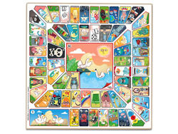 Drewniana plansza do gry + komplet pionków (Chińczyk dla 6 graczy / Gęś 40x40 cm) (T-138/6/A)