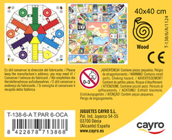 Drewniana plansza do gry + komplet pionków (Chińczyk dla 6 graczy / Gęś 40x40 cm) (T-138/6/A)