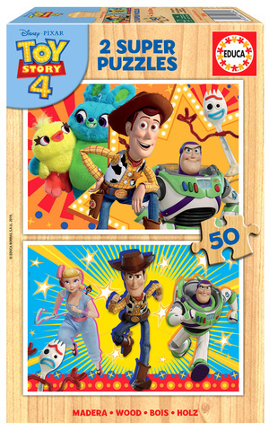 Puzzle 2 x 50 el. Toy Story 4 (drewniane)