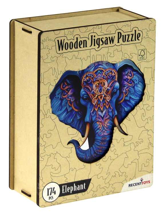 Puzzle drewniane / kolorowe 174 el. - Słoń