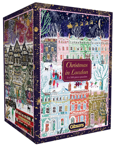 Puzzle 3 x 500 el. Boże Narodzenie w Londynie