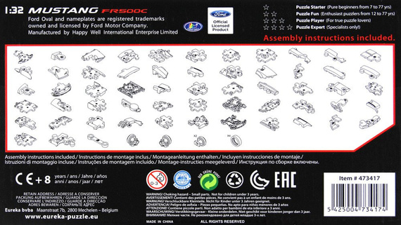 Puzzle 3D CARS - Ford Mustang - poziom 3/4 OUTLET