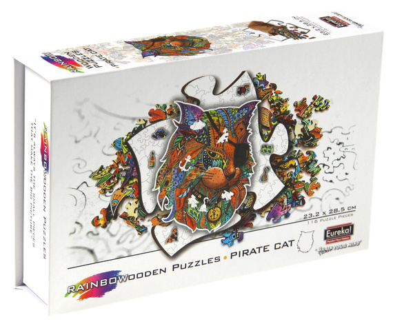 Puzzle drewniane / kolorowe 116 el. - Kot (Pirat)