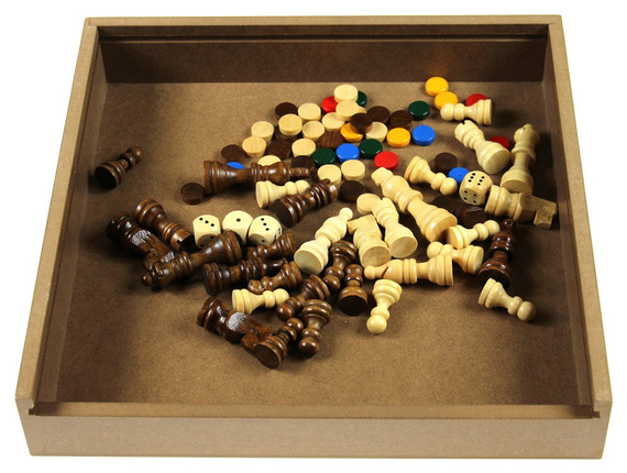 Szachy / Warcaby / Backgammon / Gęś / Chińczyk Deluxe (1615)