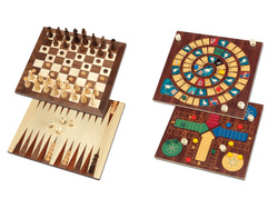 Szachy / Warcaby / Backgammon / Gęś / Chińczyk Deluxe (1615)