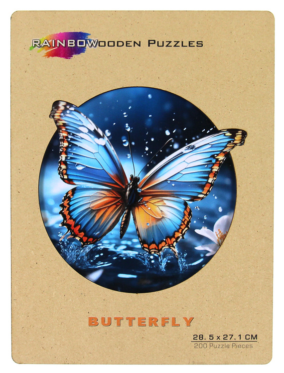 Puzzle drewniane / kolorowe 200 el. - Motyl OUTLET
