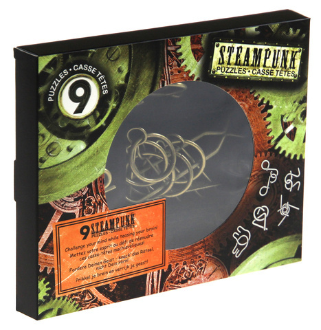 Łamigłówki metalowe 9 szt. STEAMPUNK ZESTAW CZERWONY