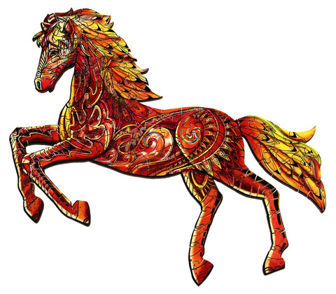 Puzzle drewniane / kolorowe 103 el. - Koń