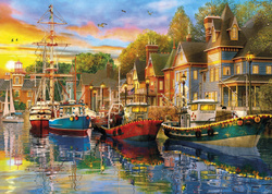 Puzzle 2 x 500 el. Żagle na tle zachodzącego słońca