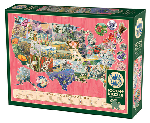 Puzzle 1000 el. Kwiaty - symbole amerykańskich stanów