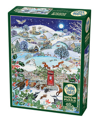 Puzzle 1000 el. Wieś zimową nocą