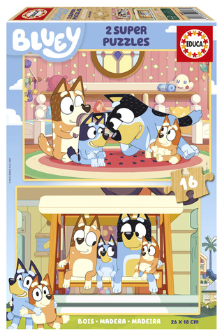 Puzzle 2 x 16 el. Blue (drewniane)