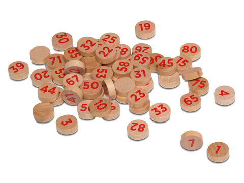Drewniane numerowane znaczniki do Bingo/Lotto (małe) (F90) - 90 szt.