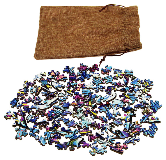 Puzzle drewniane / kolorowe 101 el. - Płetwal błękitny