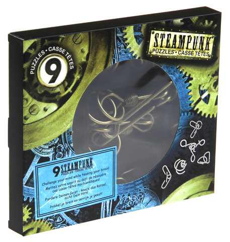 Łamigłówki metalowe 9 szt. STEAMPUNK ZESTAW NIEBIESKI
