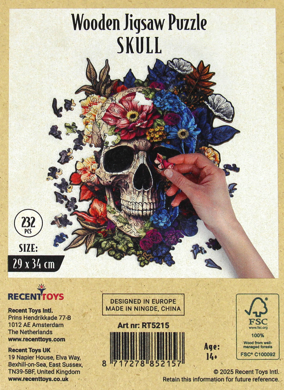 Puzzle drewniane / kolorowe 232 el. - Czaszka