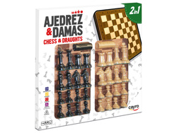 Drewniana plansza do gry + komplet figur i pionków (Szachy / Warcaby 40x40 cm) (094)