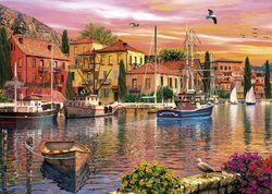 Puzzle 2 x 500 el. Żagle na tle zachodzącego słońca