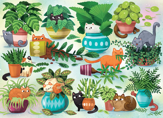Puzzle 500 el. Koty kontra rośliny