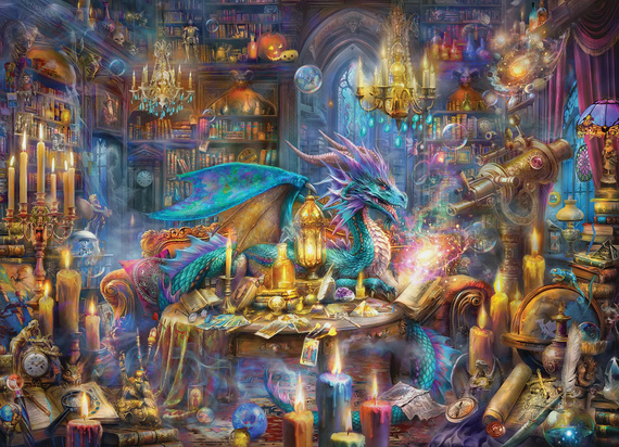 Puzzle 350 el. Smok w bibliotece