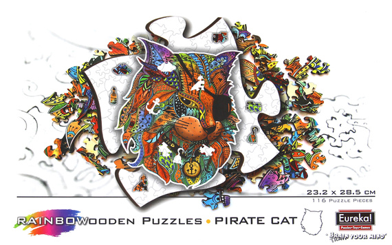 Puzzle drewniane / kolorowe 116 el. - Kot (Pirat)