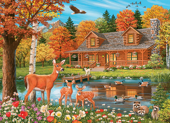 Puzzle 350 el. Dom nad stawem