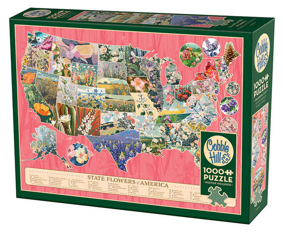 Puzzle 1000 el. Kwiaty - symbole amerykańskich stanów