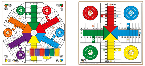 Drewniana plansza do gry + komplet pionków (Chińczyk dla 4 i 6 graczy 40x40 cm) (T-134A)