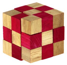 Łamigłówka drewniana kostka 45 mm (czerwona) OUTLET