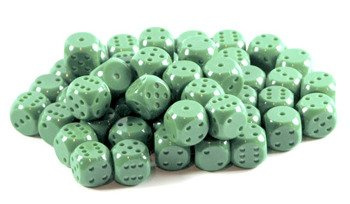 Kostka do gry plastik standard - zielona - 100 szt.