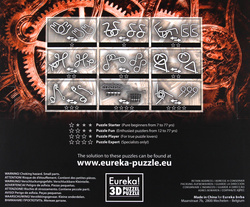 Łamigłówki metalowe 9 szt. STEAMPUNK ZESTAW CZERWONY
