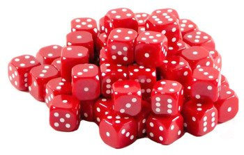 Kostka do gry plastik ekstra - czerwona - 100 szt.