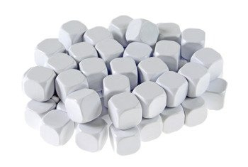 Kostka do gry plastik ekstra GŁADKA - biała - 100 szt.