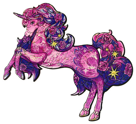 Puzzle drewniane / kolorowe 110 el. - Jednorożec