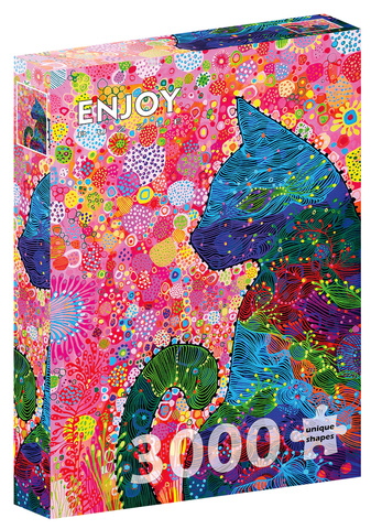 Puzzle 3000 el. Kolorowy kot