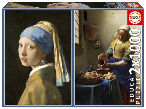 Puzzle 2 x 1000 el. Dziewczyna z perłą / Mleczarka, Johannes Vermeer