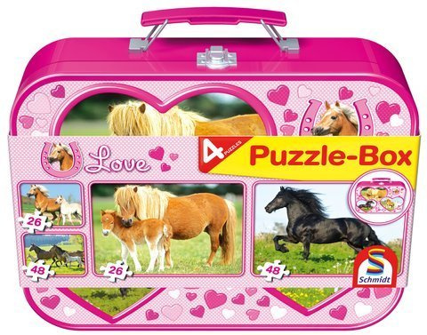 Puzzle 2 x 26 el. + 2 x 48 el. W WALIZCE Love / Konie