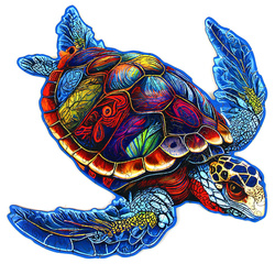 Puzzle drewniane / kolorowe 189 el. - Żółw