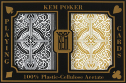 Karty KEM Poker (czarne / złote) (100% Plastik)