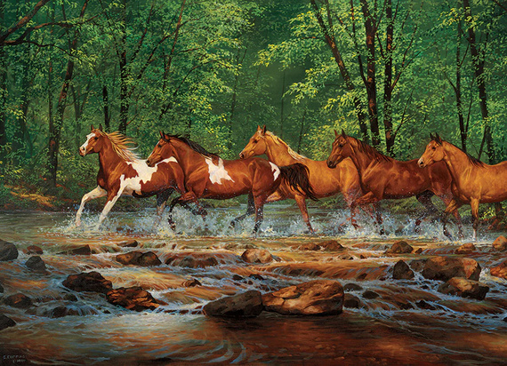 Puzzle 1000 el. Galopem przez rzekę