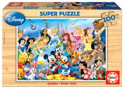 Puzzle 100 el. Cudowny świat Walta Disneya (drewniane)