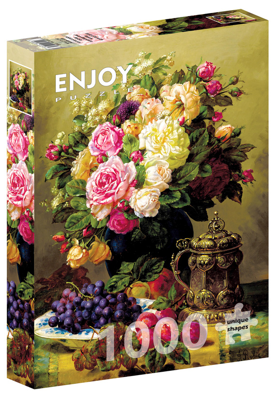Puzzle 1000 el. Martwa natura z różami, Jean-Baptiste Robie
