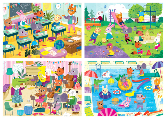Puzzle 20 el. + 40 el. + 60 el. + 80 el. Dzień w szkole