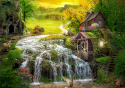Puzzle 1000 el. Chatka z młynem wodnym