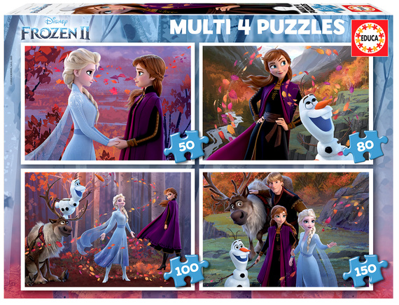 Puzzle 50 el. + 80 el. + 100 el. + 150 el. Kraina Lodu II