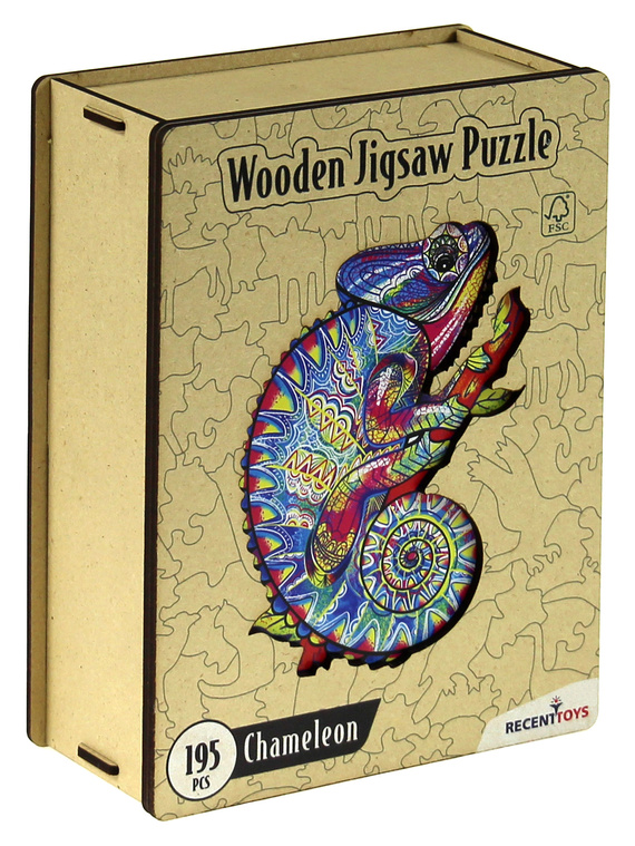 Puzzle drewniane / kolorowe 195 el. - Kameleon